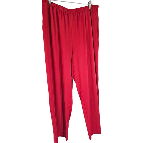 Roamans  Size 22W Wide Leg Elastic Waist Red Pull On Pants - Picture 1 of 8